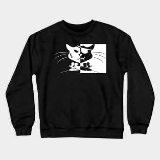 Jolly Roger Pirate Black Cat Crossbones (Cross Mice) Pattern Crewneck Sweatshirt